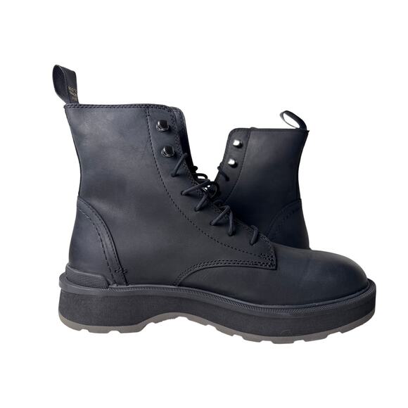 Sorel Hi-Line Lace Boots Women's Size 9 Black Waterproof Leather Low Heel Tabs - Picture 5 of 10